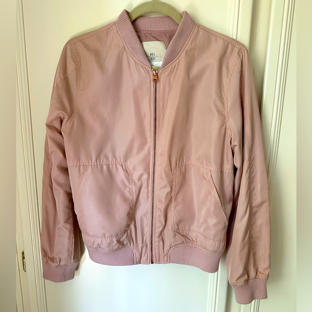 ✨ Anthropologie Hei Hei Silky Bomber Jacket – Blush Pink – Size S ✨